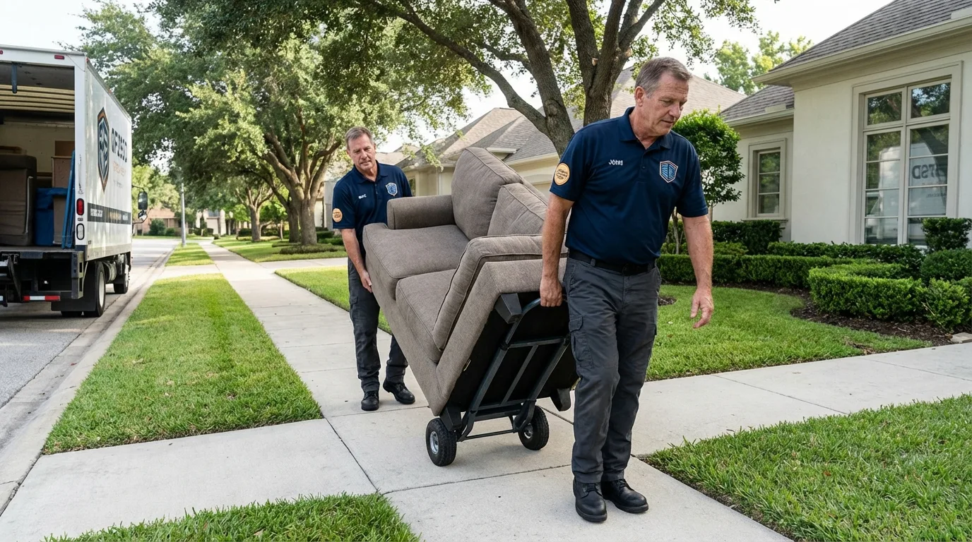 Local residential moving crew loading furniture in Montauk, NY